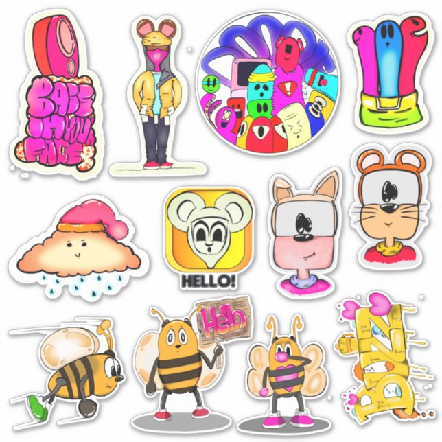 Sticker Ensemble d'autocollants Hello Designer 1 (Devant)