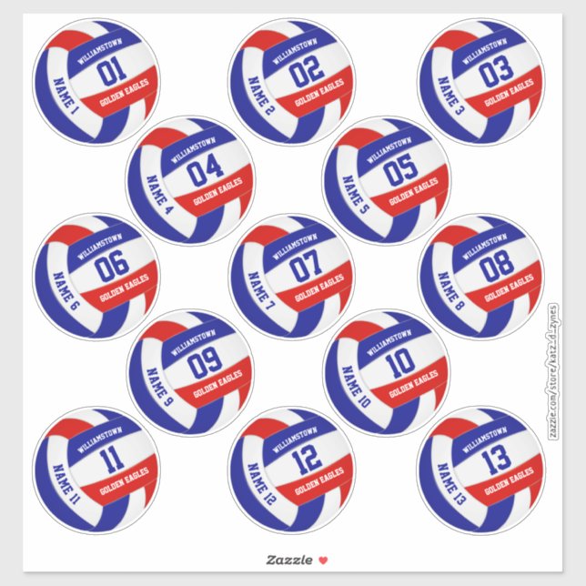 Sticker Ensemble de 13 couleurs rouge blanc bleu équipe vo (Feuille)