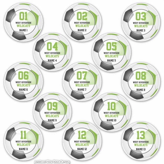 Sticker Ensemble de 13 esprit d'équipe de football noir ve (Devant)