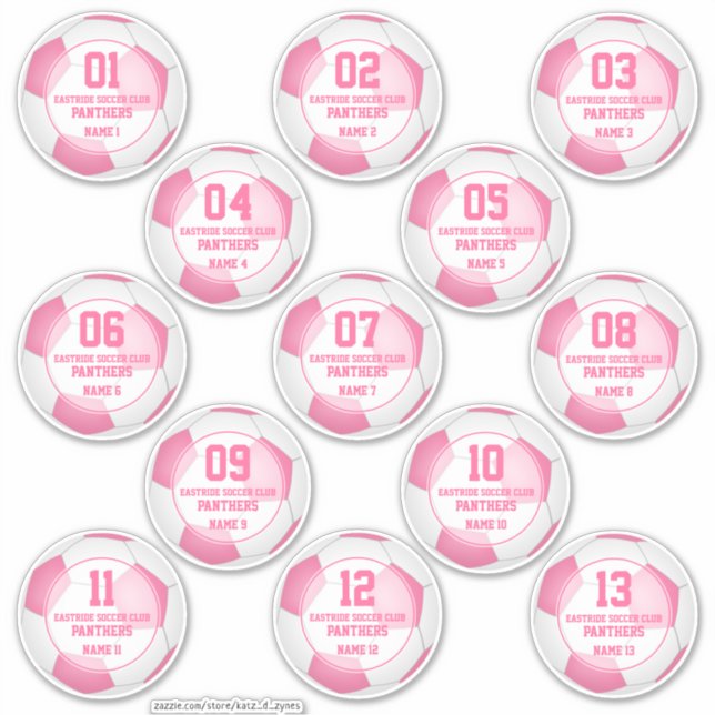 Sticker Ensemble de 13 filles esprit club de football rose (Devant)