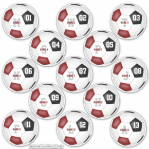 Sticker ensemble de 13 maroon black soccer équipe enfants 