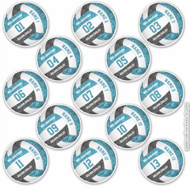Sticker ensemble de 13 noms de joueur de volley-ball noir  (Devant)