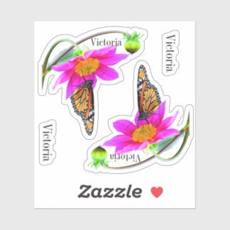 Sticker Ensemble de 2 Monarques Papillons Dahlia Vinyl Sti