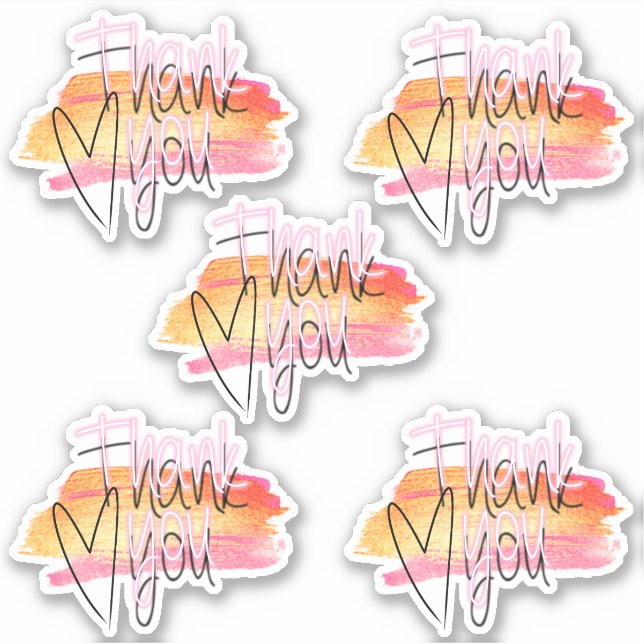 Sticker Ensemble de 4 Merci Décoratifs Moderne Script (Devant)