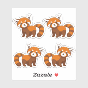 Sticker Ensemble de 4 pandas rouges mignons