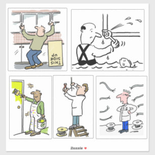 Sticker Ensemble de 5 caricatures différentes de commerçan