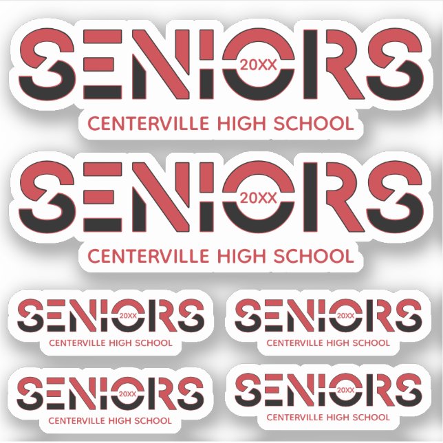 Sticker Ensemble de 6 aînés à deux couleurs rouge et noir  (Devant)