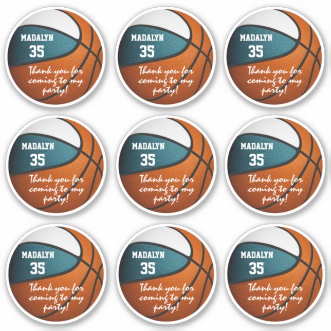 Sticker ensemble de 9 turquoise blanc de basket parti pour (Devant)
