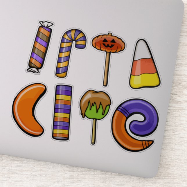 Sticker ensemble de bonbons et friandises Halloween | Hall (Détail)
