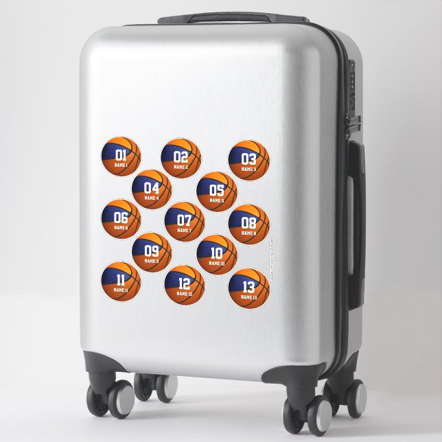 Sticker ensemble de couleurs de l'équipe de basket orange  (Sur valise)