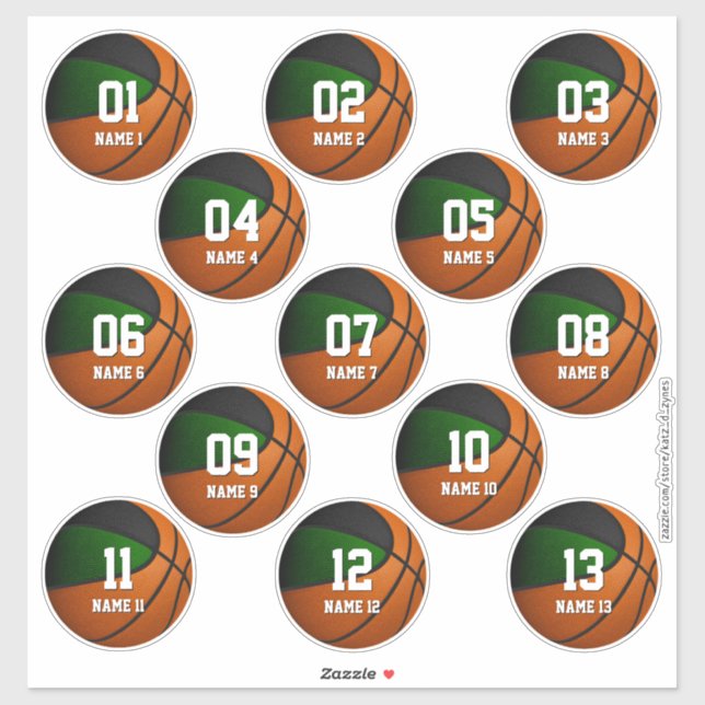 Sticker ensemble de couleurs de l'équipe de basketball noi (Feuille)