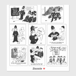 Sticker Ensemble de huit caricatures amusantes de la polic