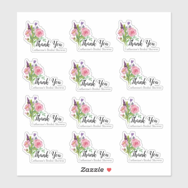 Sticker Ensemble de Merci de Fête des mariées Floral (Feuille)