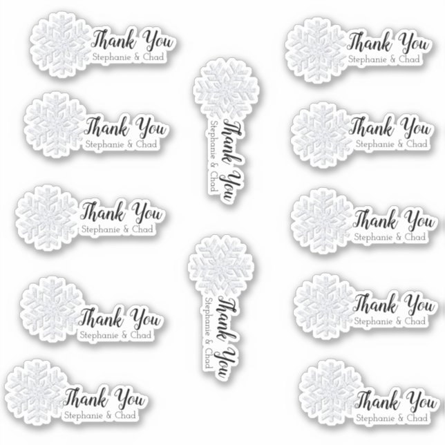 Sticker Ensemble de Mercis de mariage hivernal Snowflake (Devant)