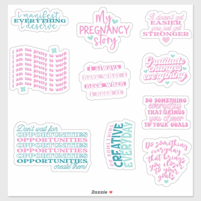Sticker ensemble de miroirs d'affirmation positive (Feuille)