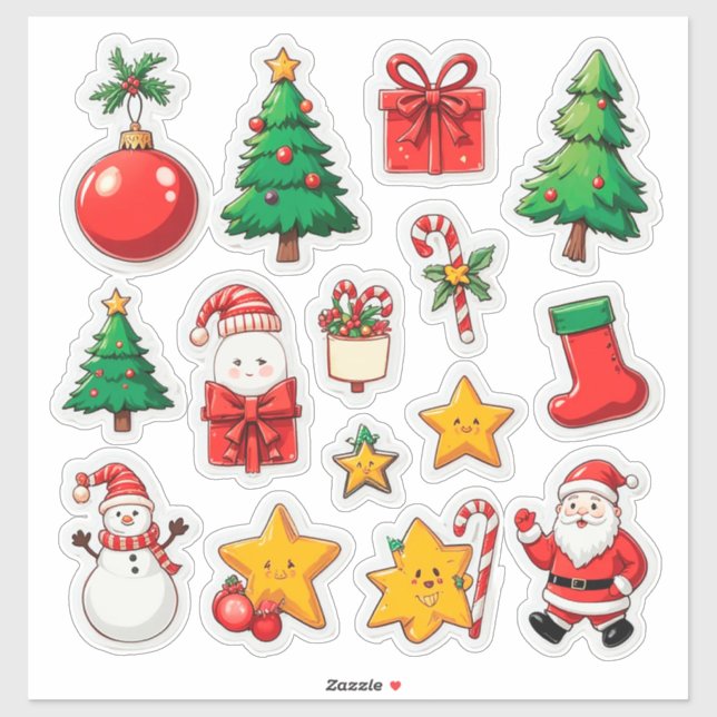 Sticker Ensemble de Noël Coloré (Feuille)