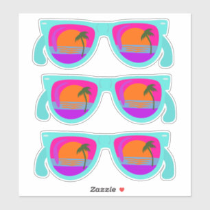 Sticker Ensemble de rétros lunettes de soleil au néon de