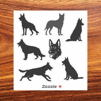 Sticker Ensemble de silhouettes noires de chien berger all