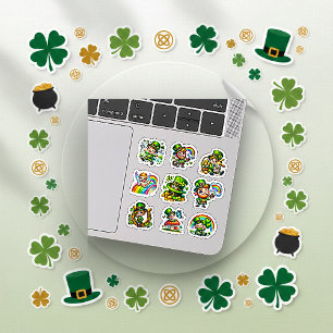 Sticker Ensemble de trèfle chanceux de Leprechaun Chibi Mi