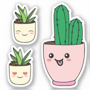 Sticker Ensemble de trois découpes vinyles de plantes gras