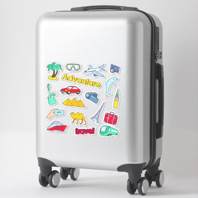 Sticker Ensemble de voyage aventure multiples destinations (Sur valise)