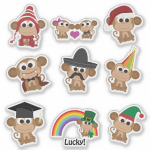 Sticker Ensemble mignon d'autocollant de singes