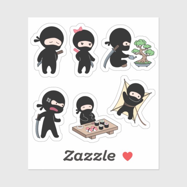 Sticker Ensemble minuscule Ninja 2 (Feuille)
