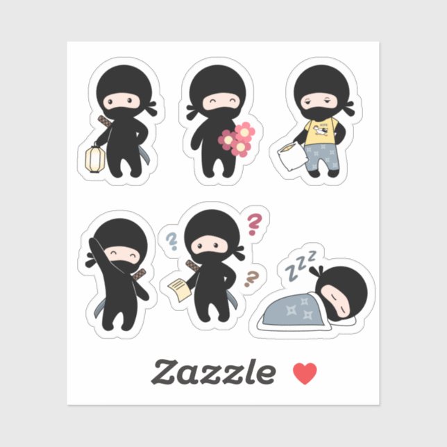 Sticker Ensemble minuscule Ninja 4 (Feuille)