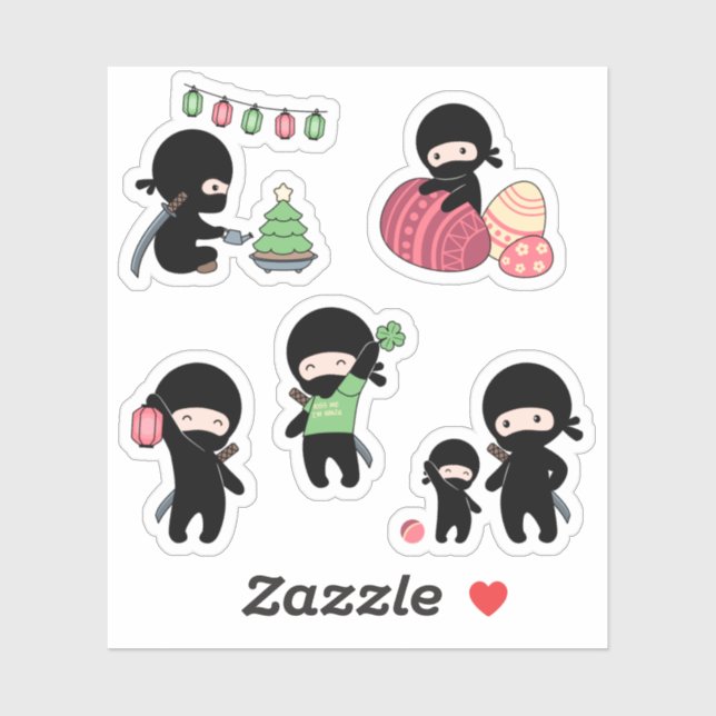 Sticker Ensemble minuscule Ninja 6 (Feuille)