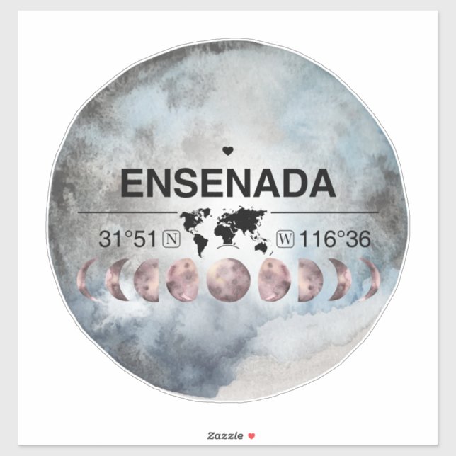 Sticker Ensenada, Mexique, Basse Californie, Aquarelle Des (Feuille)