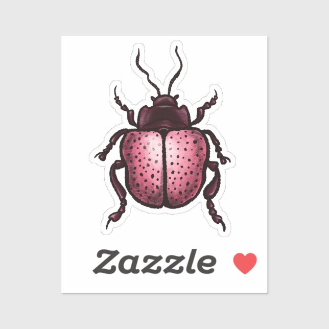 Sticker Entomologie de l'art du scarabée rose mou (Feuille)