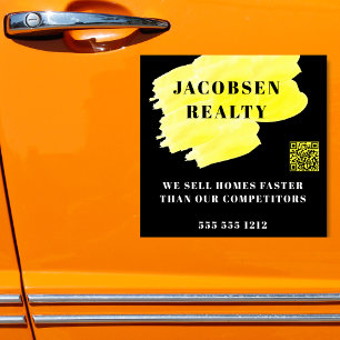 Sticker Entreprise moderne Noir Jaune QR Code Marketing