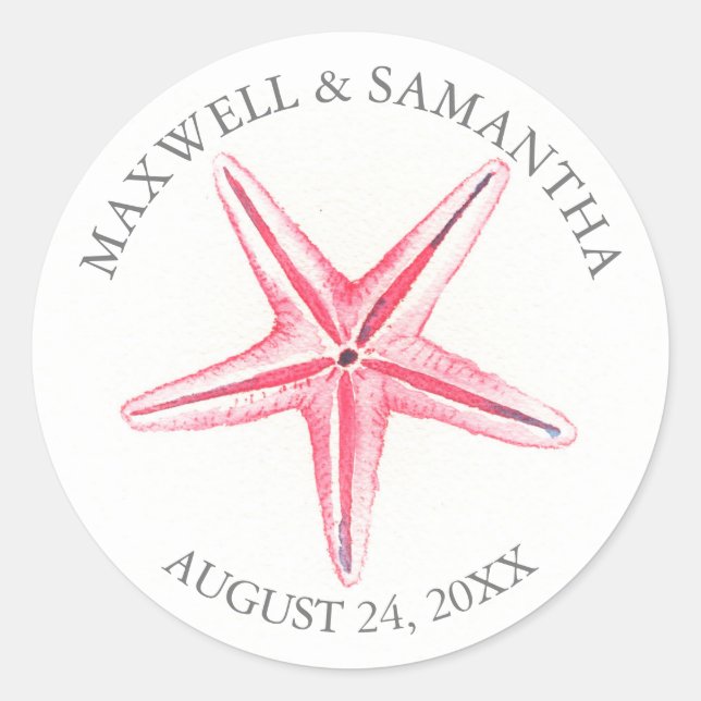 Sticker Envelope Seal, Mariage de plage de Starfis (Devant)
