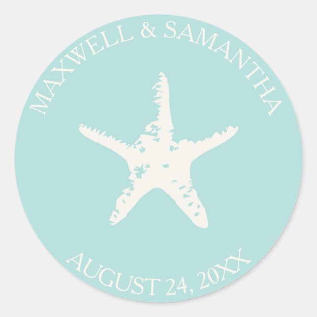 Sticker Envelope Seal, Mariage Starfish Beach (Devant)