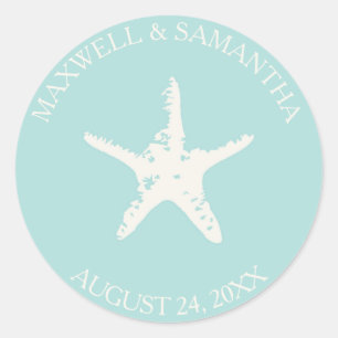Sticker Envelope Seal, Mariage Starfish Beach