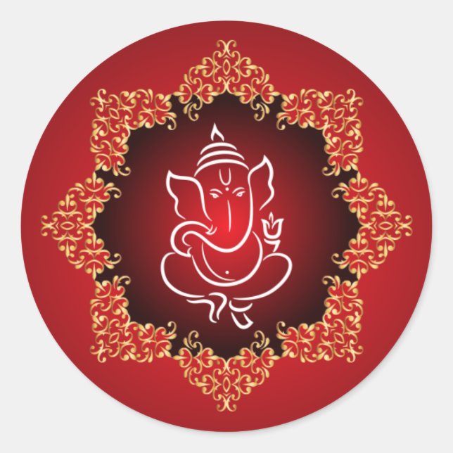 Sticker Enveloppe 20 - 1,5" Lord Ganesha/Rouge hin (Devant)