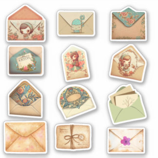 Sticker ENVELOPPE DE LETTRE vintage POUR LE SCRAPBOOING