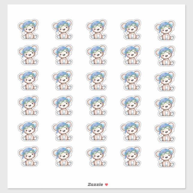 Sticker Enveloppe de l'ours en peluche du pilote d'avion F (Feuille)