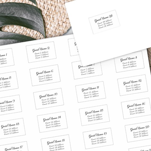 Sticker Enveloppe mariage Adresse 28 Élégant Script Italiq (Créateur téléchargé)