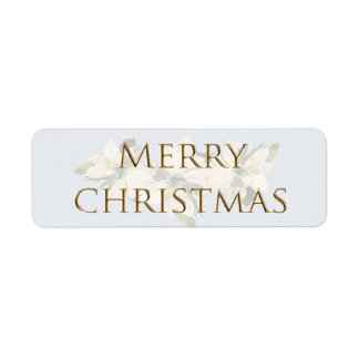 Sticker Enveloppe Poinsettia Blanc Joyeux Noël