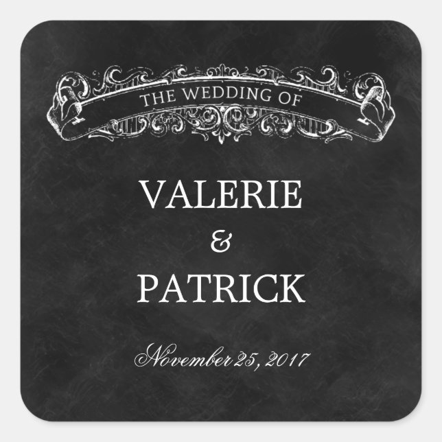 Sticker / Enveloppe Rustique Chic Favoriser - Noir (Devant)