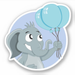 Sticker Ephène de dessin animé avec ballons bleus