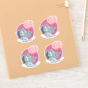 Sticker Ephène de dessin animé avec ballons roses et texte