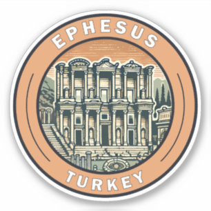 Sticker Ephesus Turquie Illustration Voyage Insigne d'art