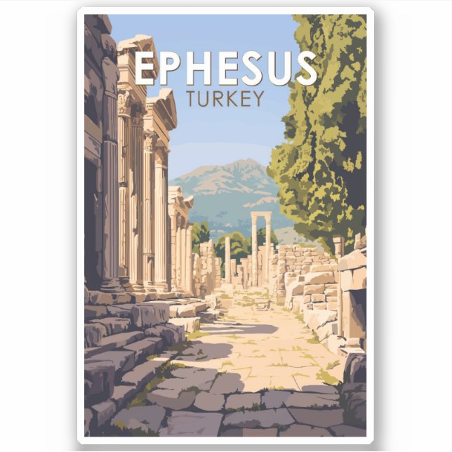 Sticker Ephesus Turquie Voyage Art Vintage (Devant)