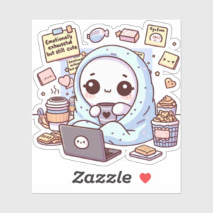Sticker Épuisé Émotionnellement mais Toujours Mignon Kawai