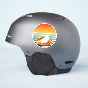 Sticker Équestre de chat pizza rétro