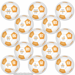 Sticker équipe blanche orange couleurs joueurs individuels