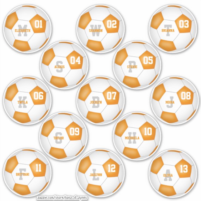 Sticker équipe blanche orange couleurs joueurs individuels (Devant)