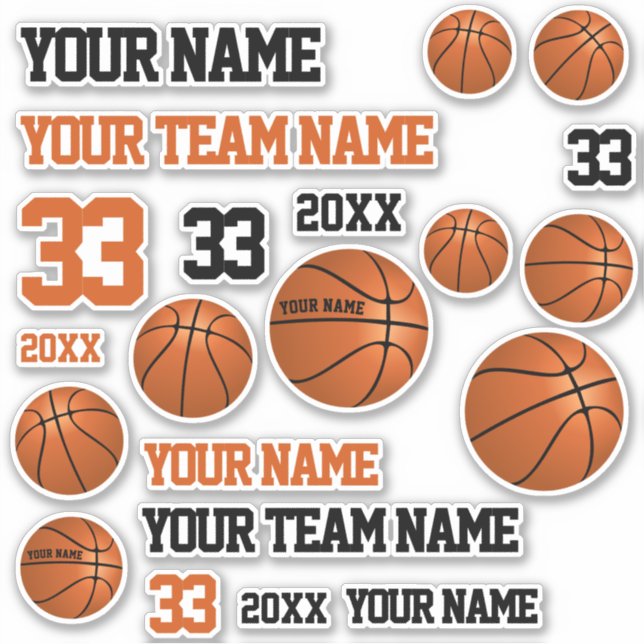 Sticker Équipe de basket-ball Nom Année Joueur de basket-b (Devant)